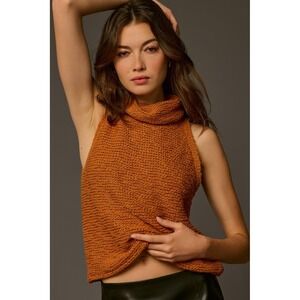 Pilcro Burnt Orange Chunky Knit Cowl Neck Sleeveless Sweater Vest Womens Small